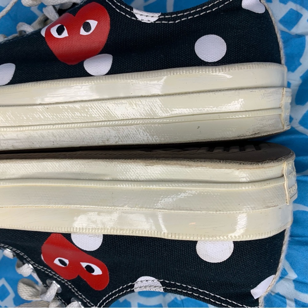 Mens size 10 Converse Comme Des Garcons polka dot print low top CDG chuck taylor - Picture 7 of 10